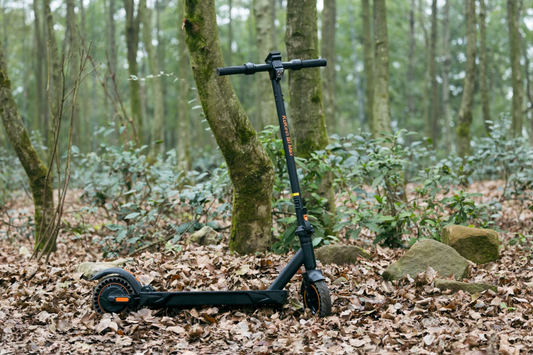 The Kukirin S1 Max is located in a forest.