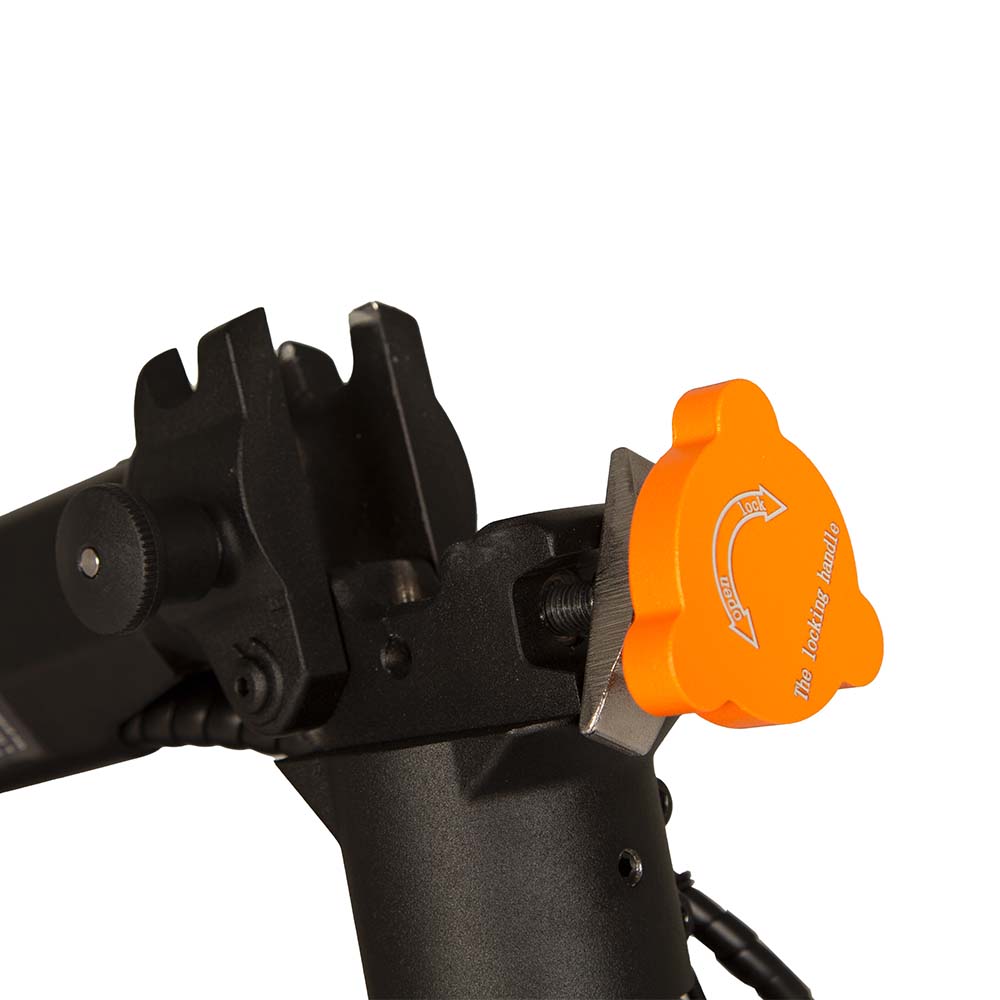Kukirin G2 Max e-scooter folding mechanism detail with secure lock system for adults