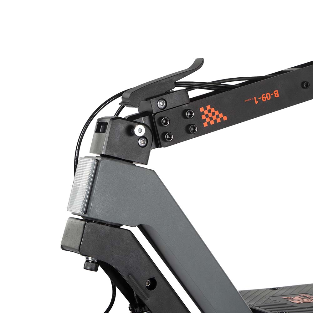 Adult electric scooter foldable frame detail, Kukirin G4 1200Wh battery, 75km range e-scooter.