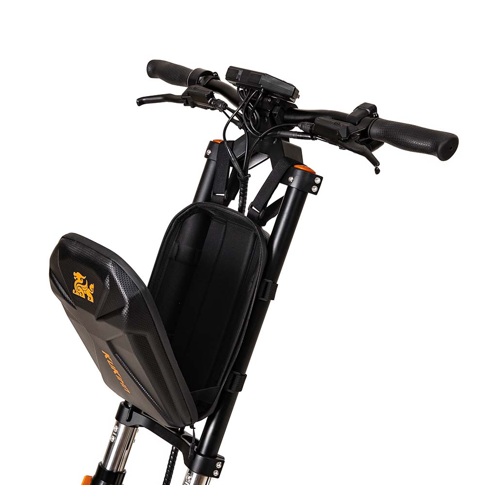 Kukirin G4 Max e-scooter handlebar view with storage bag, convenient adult electric scooter for commuting