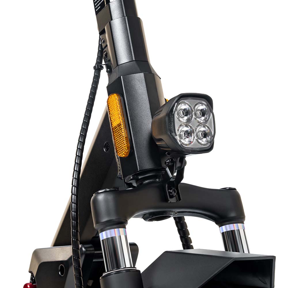 Kukirin M4 Max front LED headlight detail, adult electric scooter fast and safe for night riding