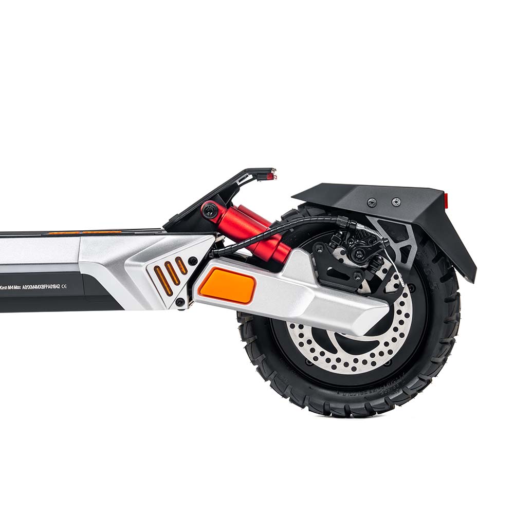 Kukirin M4 Max rear wheel side view with 800W motor, high-performance adult e-scooter