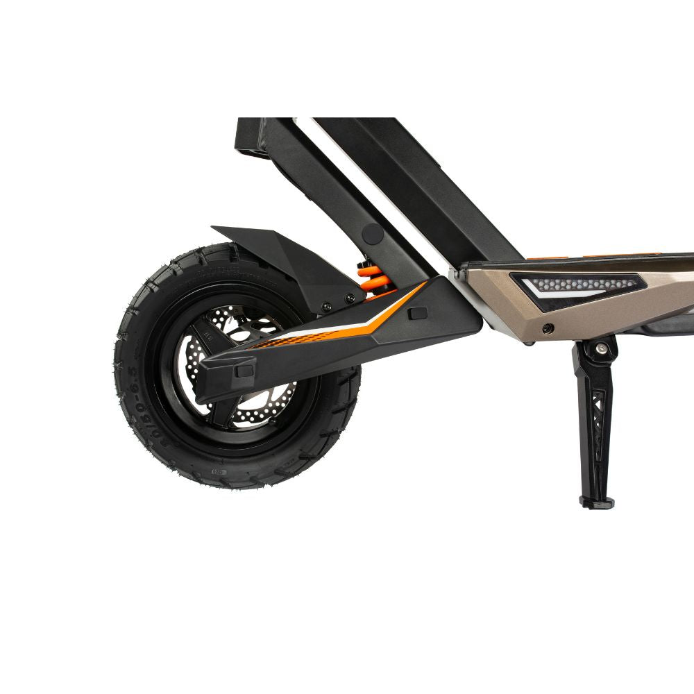 Kukirin T3 electric scooter front wheel close-up, durable adult e-scooter