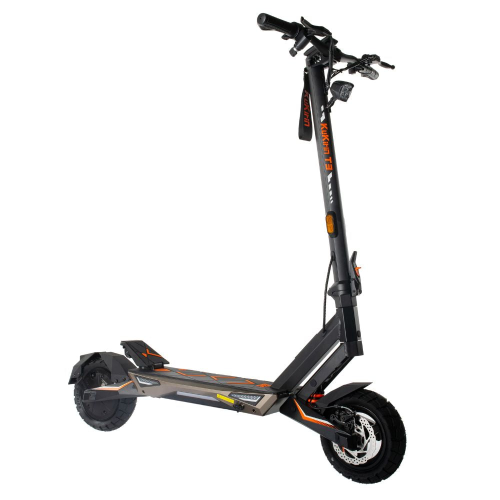 Kukirin T3 2025 electric scooter 45 degree downward angle view, fast adult e-scooter