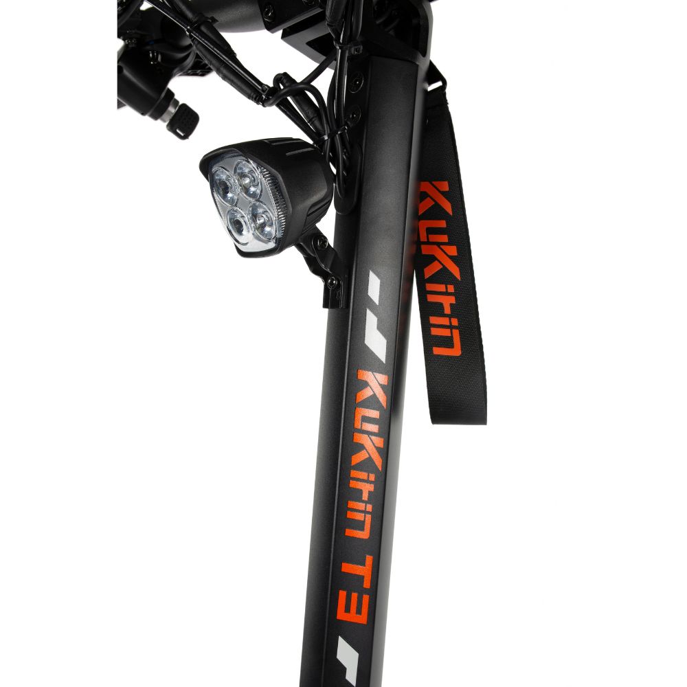 Kukirin T3 front light close-up, bright LED headlight fast electric scooter